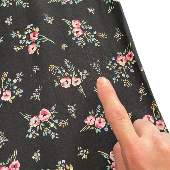 Vintage 90’s Erika Cottagecore Black Floral Midi Dress Size Medium - Picture 12 of 13
